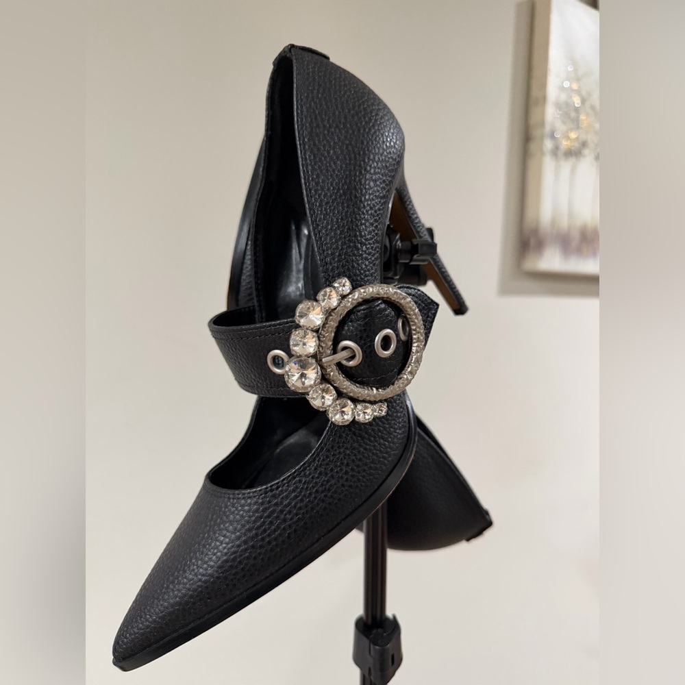 Karl Lagerfeld Black Heels with Crystal Accent